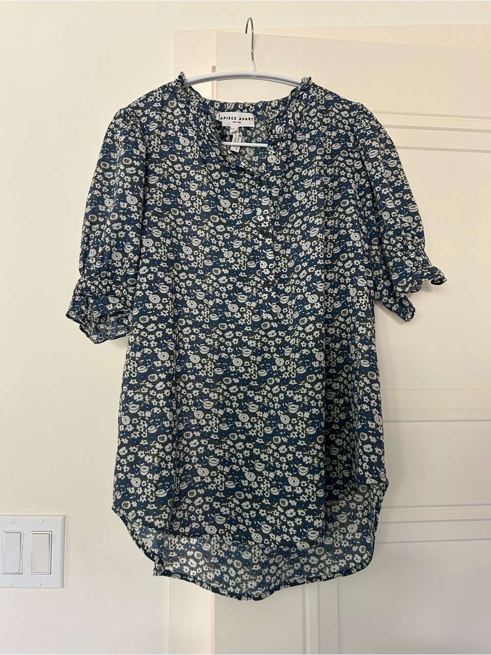 Apiece Apart Floral Ruffle-Sleeve Blouse